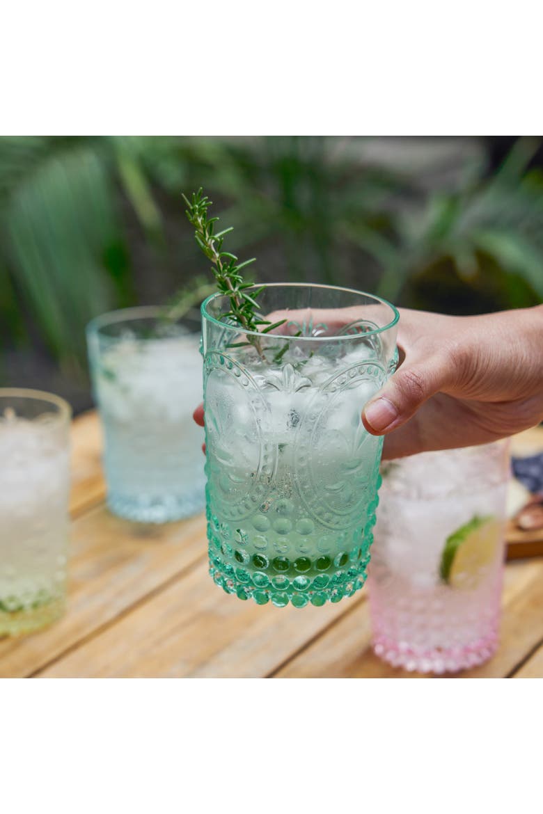 Shatterproof Acrylic Embossed Tumblers in Assorted Colors Set of 4, Alternate, color, Assorted