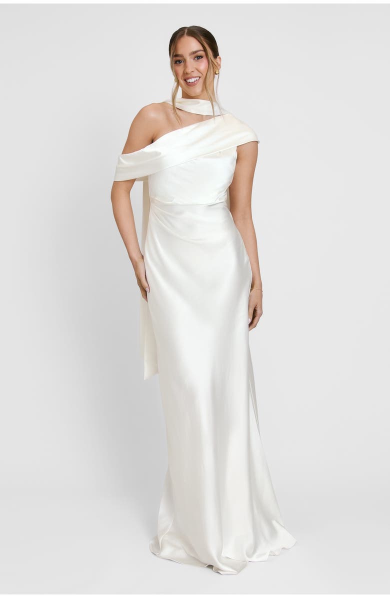 Six Stories Drape One Shoulder Bridesmaid Dress, Alternate, color, Ivory