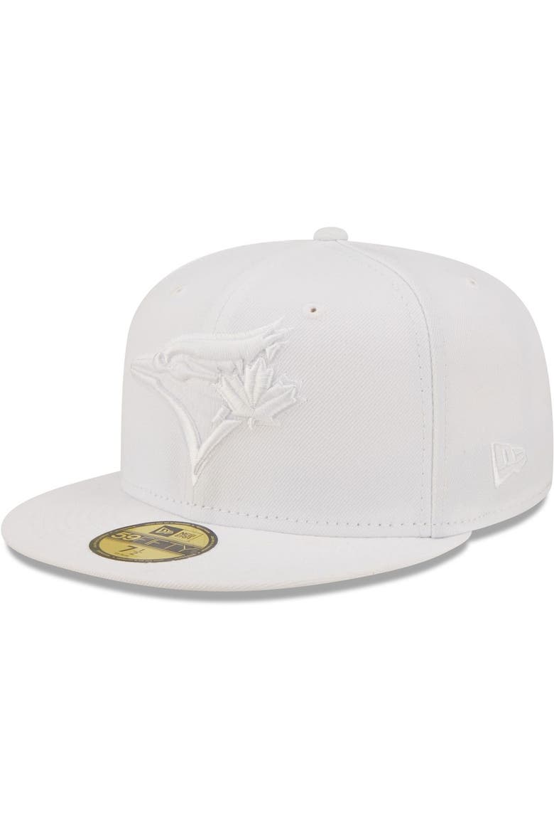 Men's New Era Toronto Blue Jays White on White 59FIFTY Fitted Hat, Main, color, White