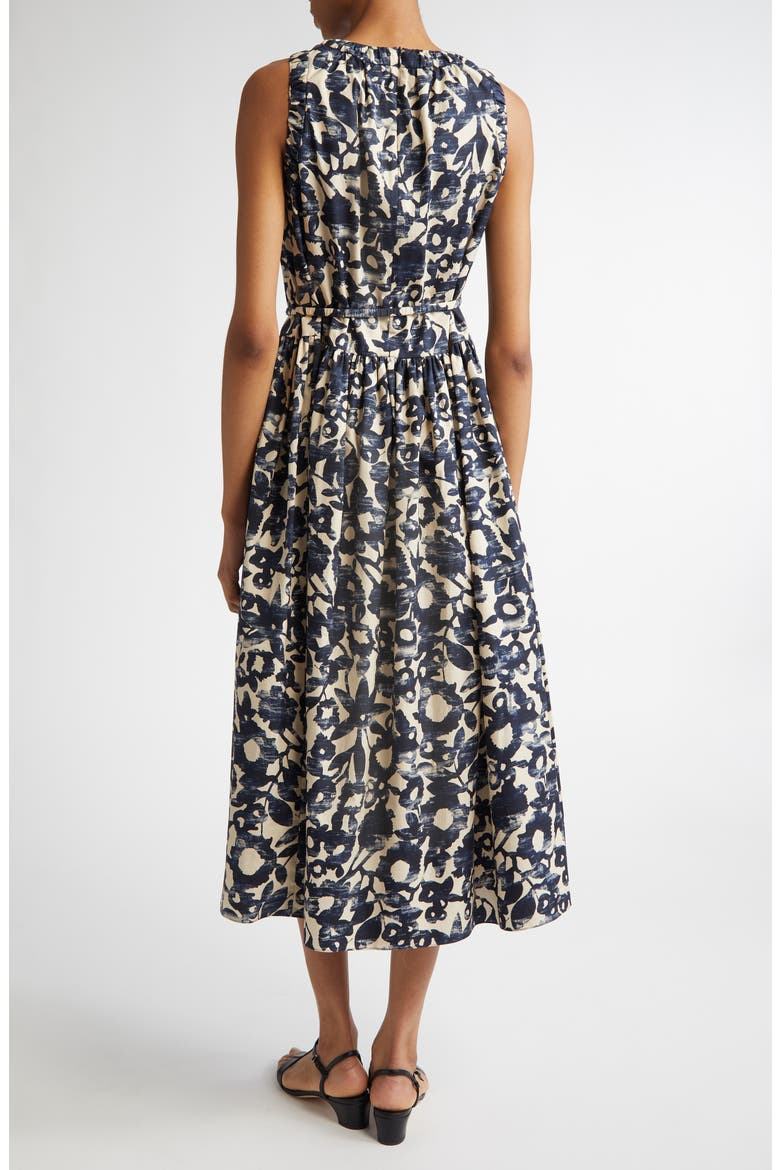 Marlena Print Sleeveless Belted Dress, Alternate, color, ECRU