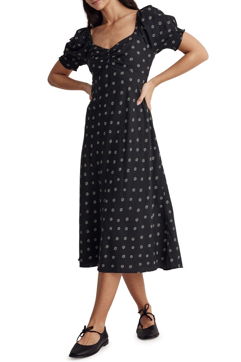 Sweetheart Puff Sleeve Midi Dress, Main, color, ANTIQUE CREAM