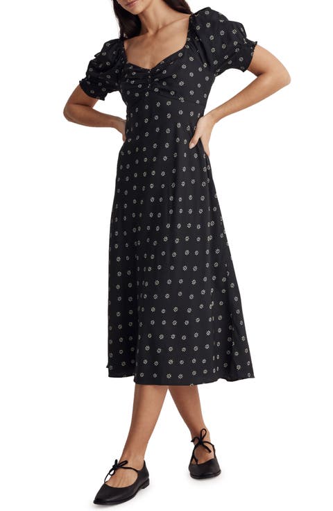 Sweetheart Puff Sleeve Midi Dress