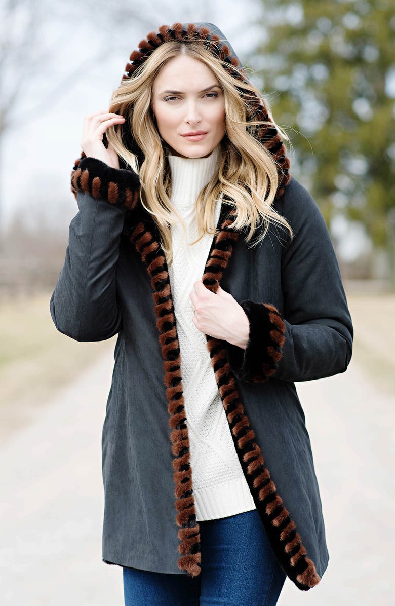 DONNA SALYERS FABULOUS FURS Faux Fur Trimmed Coat, Alternate, color, 