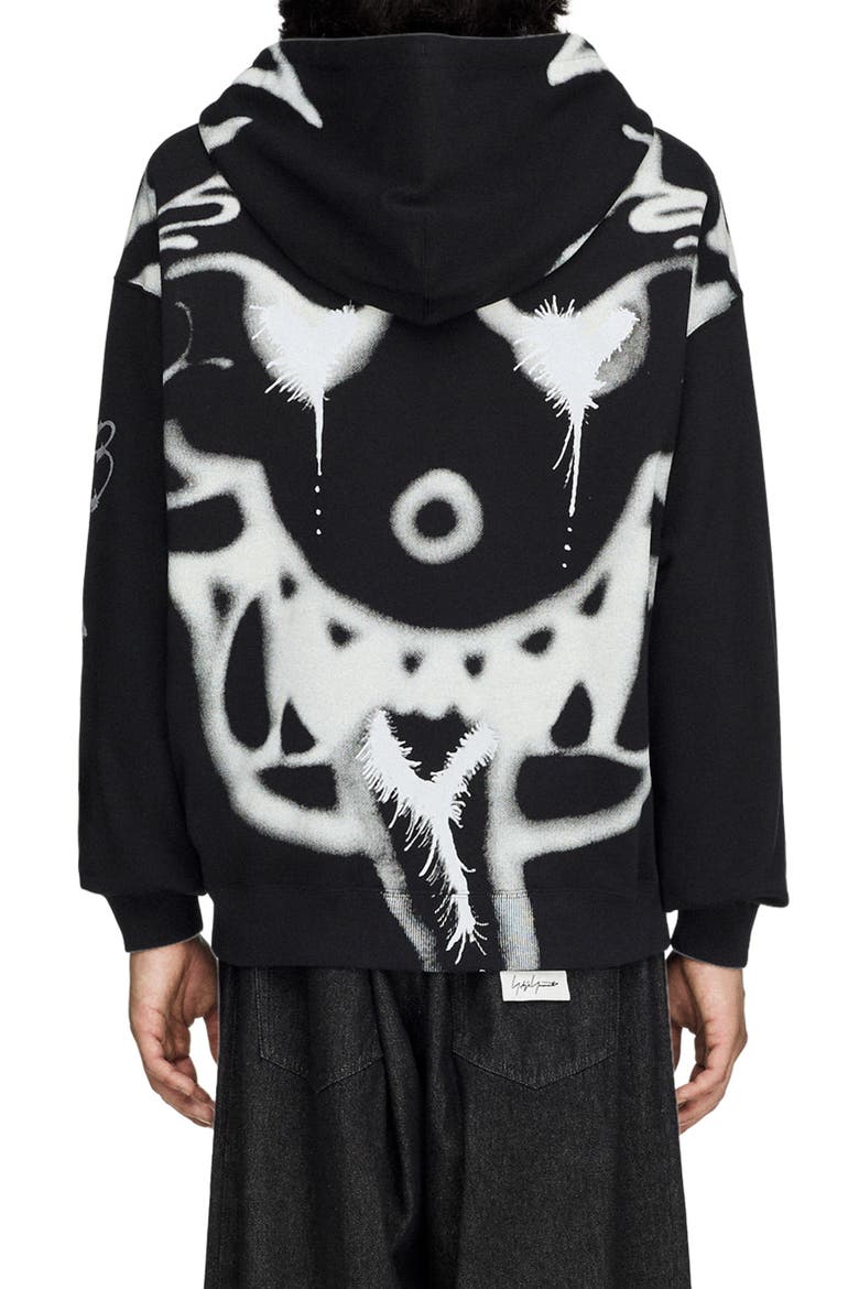 Graphic Cotton French Terry Zip Hoodie, Alternate, color, BLACK
