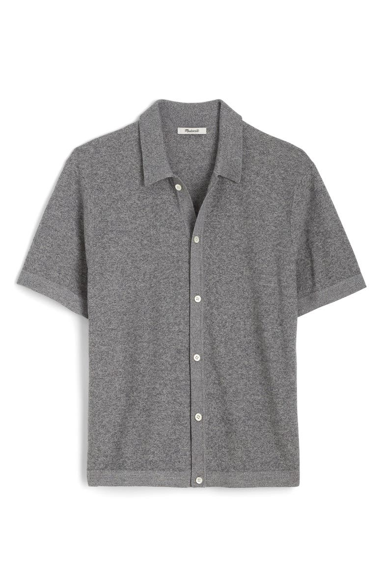 Madewell Marled Cotton Button-Up Sweater Polo, Alternate, color, Grey Marl