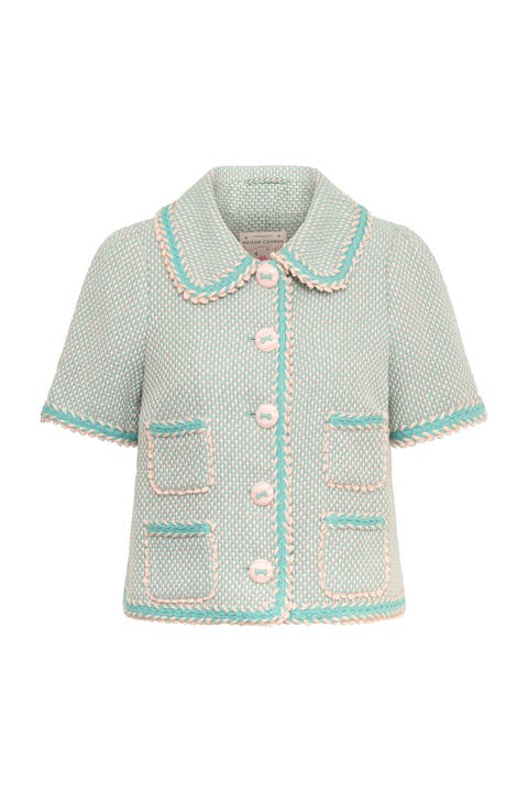 Half Sleeve Jacket With Peter Pan Collar