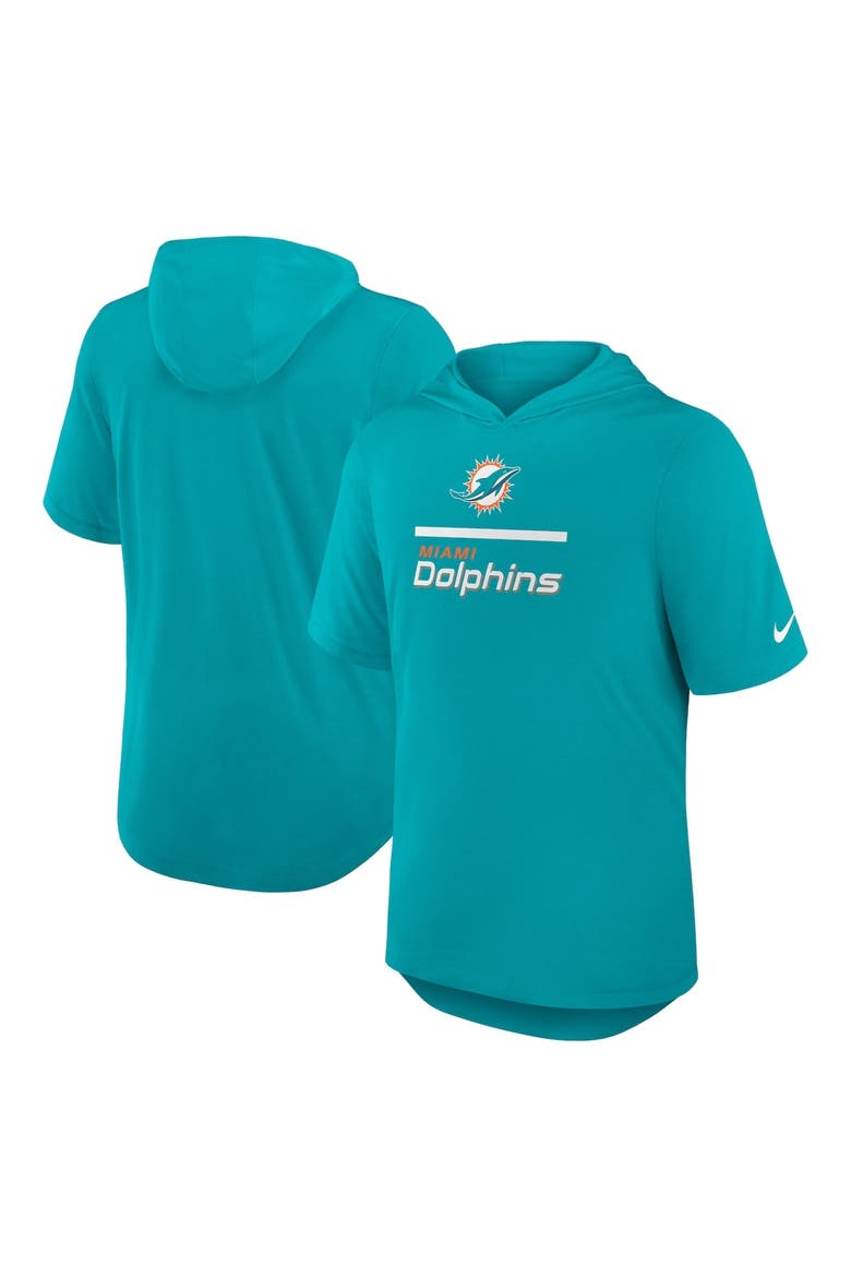 Men's Nike Aqua Miami Dolphins Lockup Tri-Blend Hoodie T-Shirt, Main, color, Aqua