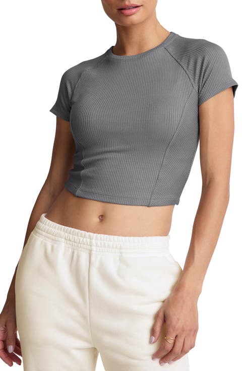 Rib Crop Short Sleeve Top