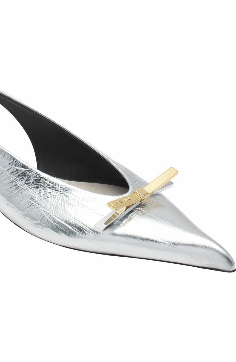Lanvin Bow Slingback In Metallic Leather, Alternate, color,