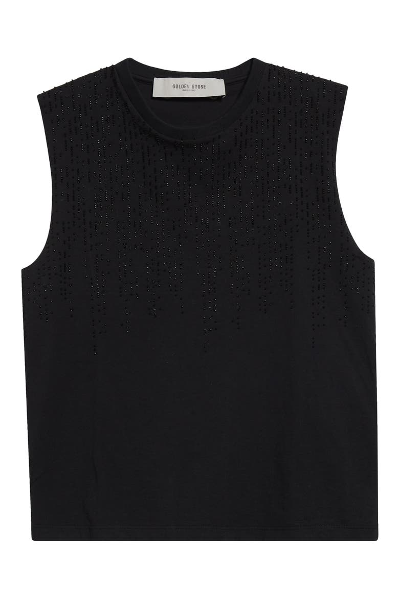 Journey Embellished Cotton Tank, Alternate, color, BLACK