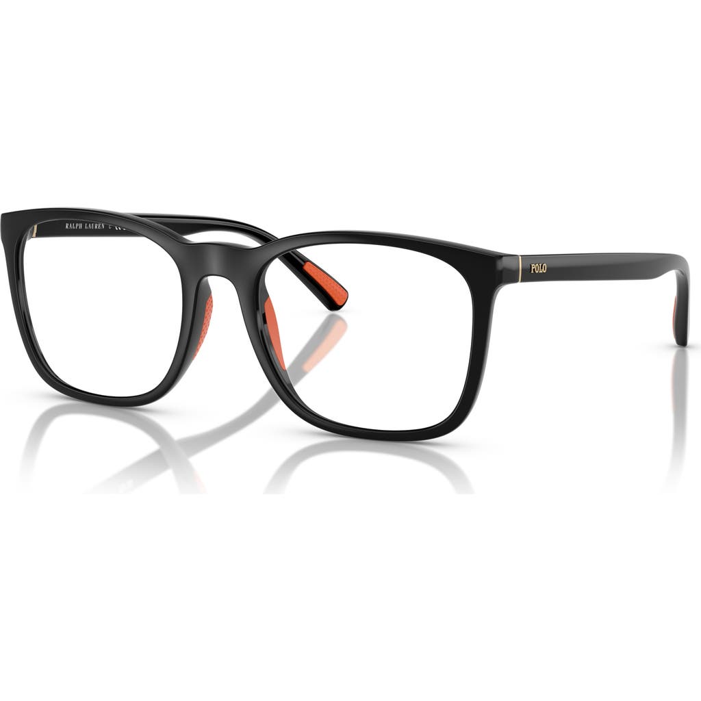 Polo Ralph Lauren 52mm Rectangle Optical Glasses In Black