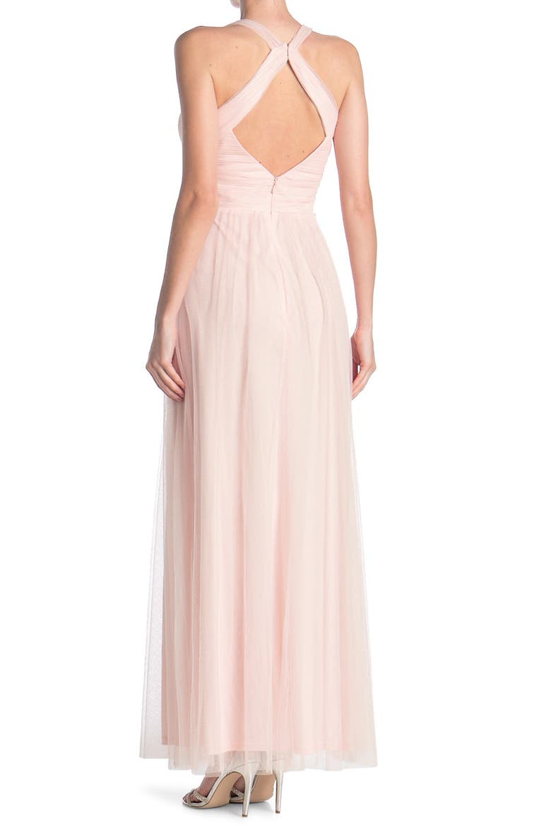 Crisscross Strap Tulle A-Line Gown, Alternate, color, PETAL PINK