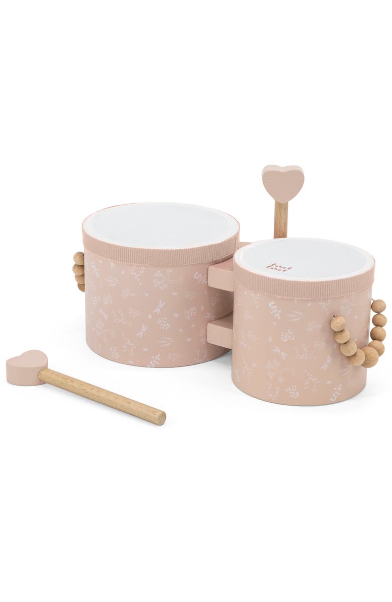 Label Label Wooden Bongos Pink, 2 Heartshaped Drum Sticks, Ages 2+, Alternate, color,