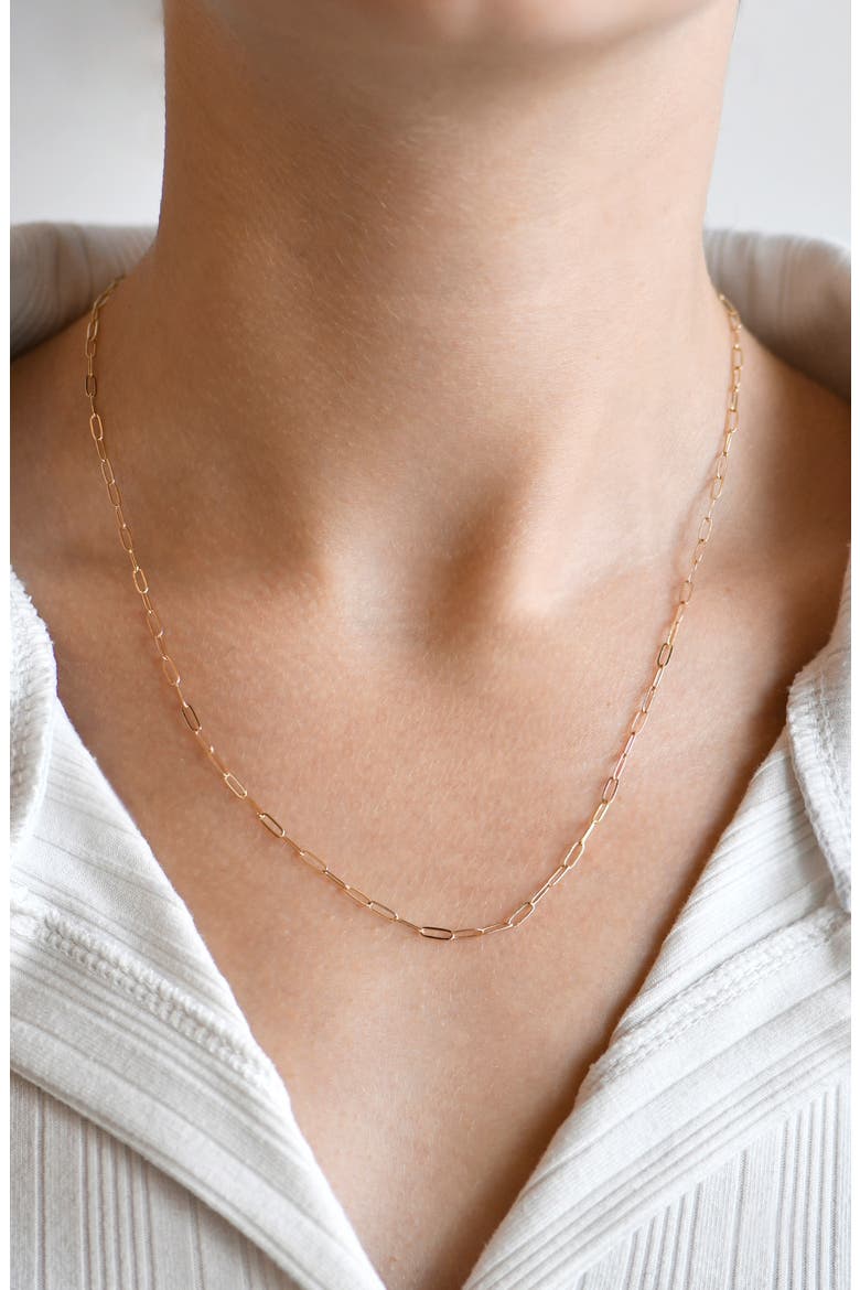 Mini Paper Clip Chain with Starburst Charm, Alternate, color, 14K YELLOW GOLD