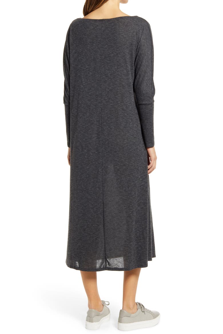 Cozy Long Sleeve Knit Wrap Dress, Alternate, color, GREY DARK CHARCOAL HEATHER