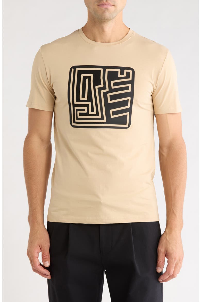 3D Maze Graphic T-Shirt, Main, color, SAFARI