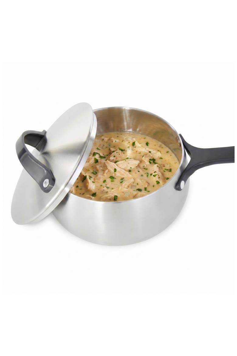 Stellar Belly Tri-Ply Stainless Steel Saucepan & Lid, Alternate, color, SMOKEY BLACK