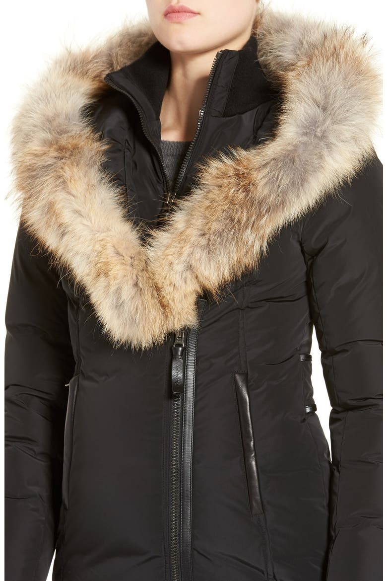 Down Puffer with Coyote Fur Trim, Alternate, color, BLACK