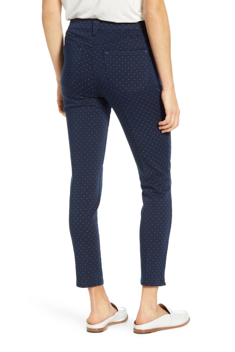 'Ab'Solution Dot Print Cotton Blend Ankle Pants (Nordstrom Exclusive), Alternate, color, NV NAVY