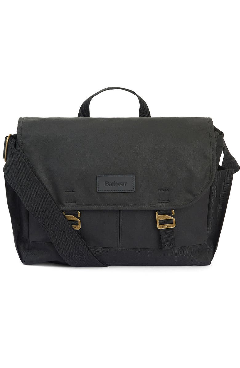 Barbour Essential Waxed Cotton Messenger Bag, Main, color,
