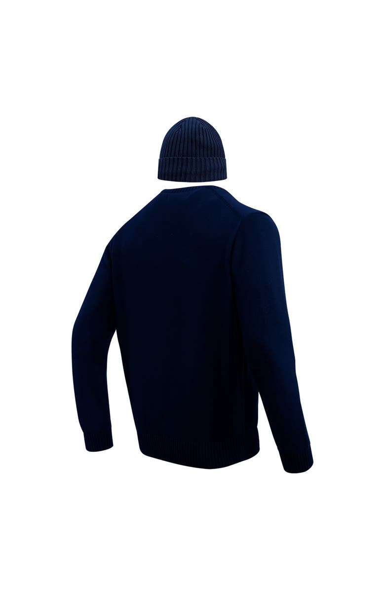 PRO STANDARD Men's Pro Standard Navy New England Patriots Crewneck Pullover Sweater & Cuffed Knit Hat Box Gift Set, Alternate, color, Navy