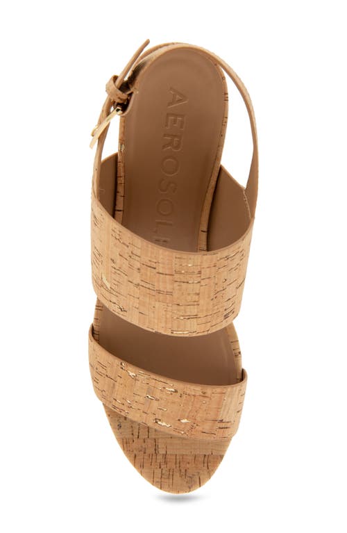 Shop Aerosoles Camilia Platform Sandal In Cork/gold Flecks