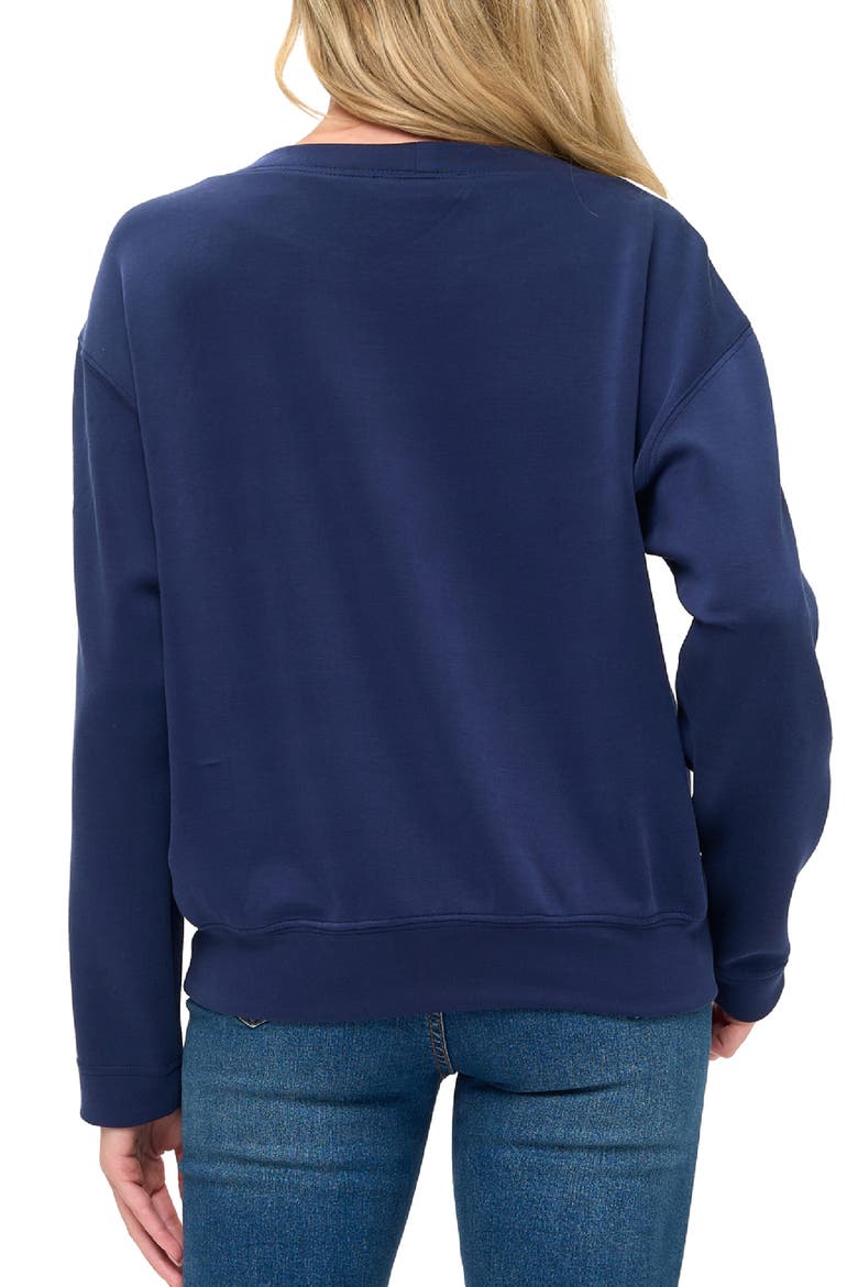 Stripe Scuba Knit Sweater, Alternate, color, NAVY