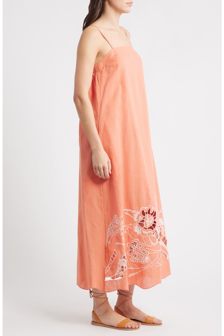 Mila Cotton & Linen Maxi Dress, Alternate, color, CORAL PEACH / IVORY