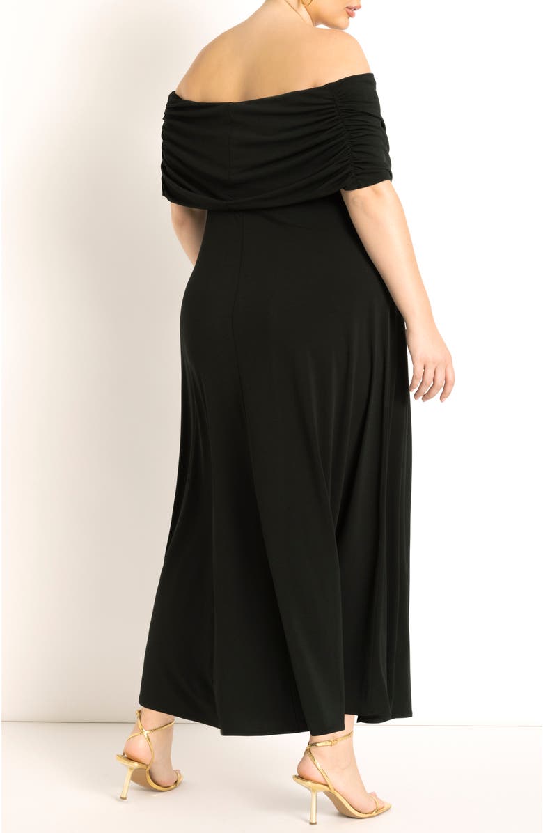 ELOQUII Off The Shoulder Maxi Dress, Alternate, color, Black Onyx