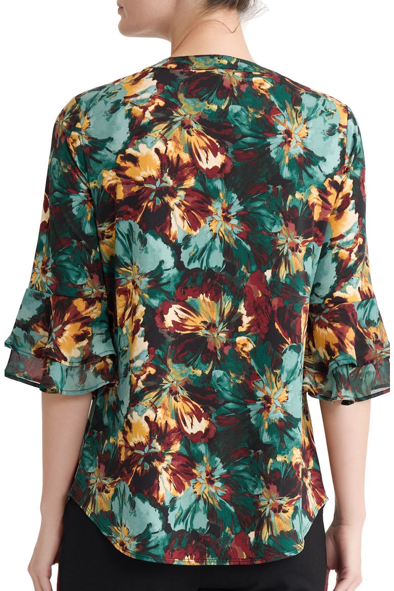 Tiered Bell Sleeve Tunic, Alternate, color, EVERGREEN MULTI