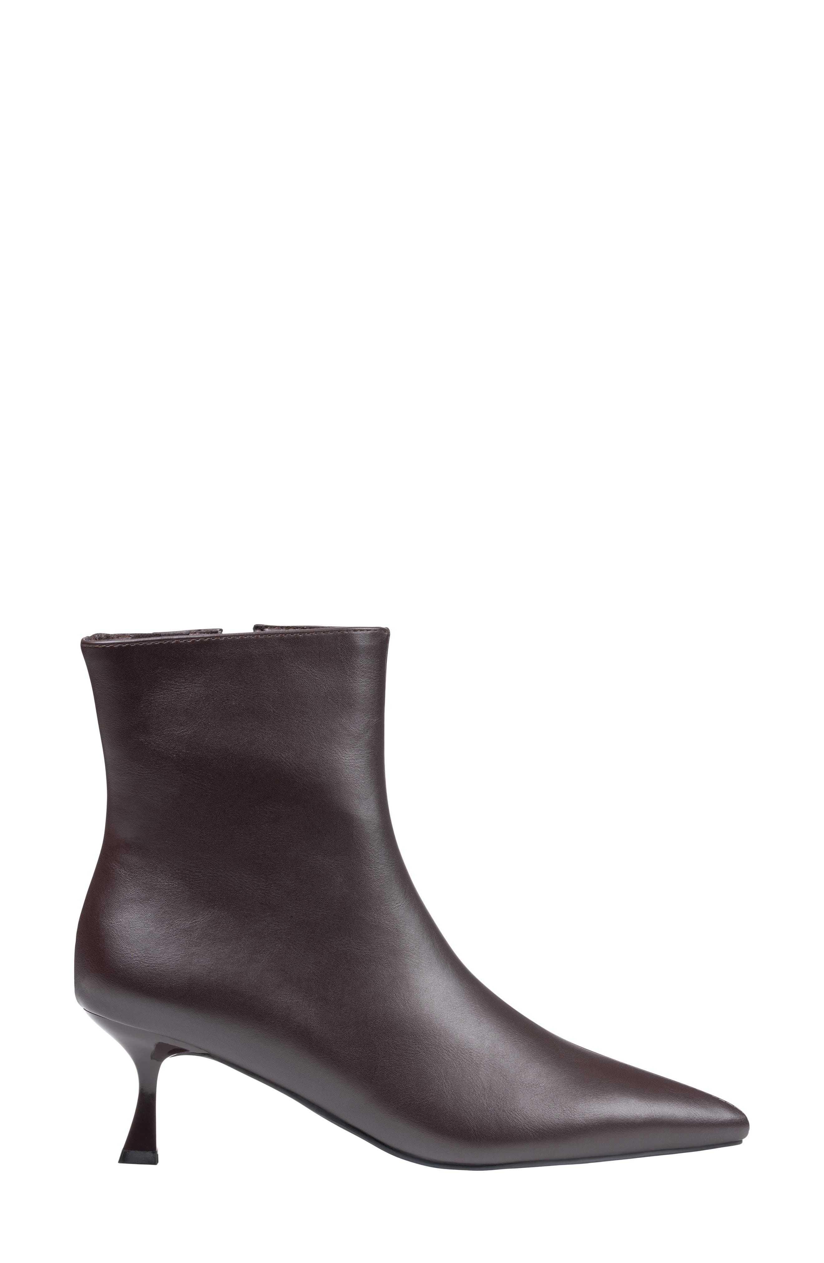 Rilan Pointed Toe Faux Leather Bootie, Alternate, color, BROWN