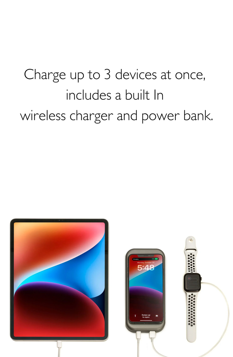 Function101 BentoStack Charge - Tech Accessory Organizer and 3-Way Charger, Alternate, color, Grey