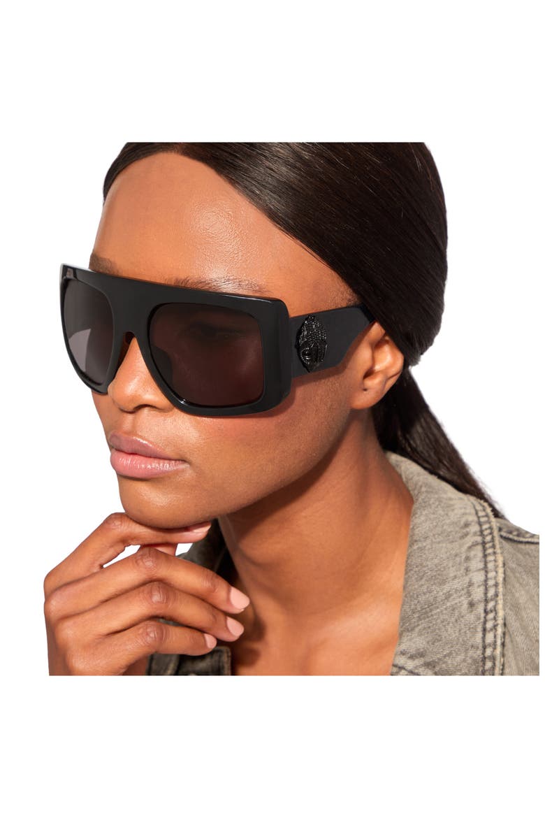 62mm Oversize Rectangular Sunglasses, Alternate, color, BLACK/ SMOKE