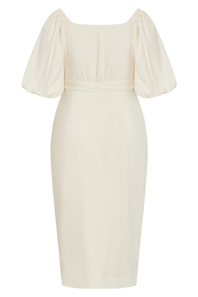 Claudine Faux Wrap Midi Dress, Alternate, color, CREAM