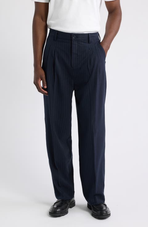 Grant Pinstripe Wide Leg Pleated Pants