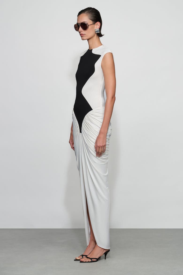 Dion Midi Dress, Alternate, color, Ivory/Black