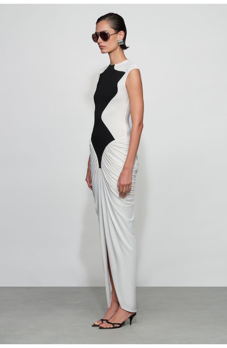 Et Ochs Dion Midi Dress, Alternate, color, Ivory/Black