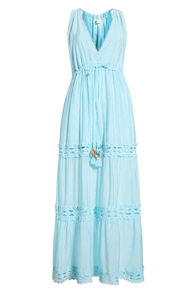 Cutout Trim Sleeveless Cover-Up Maxi Dress, Alternate, color, BLUE BRIGHT