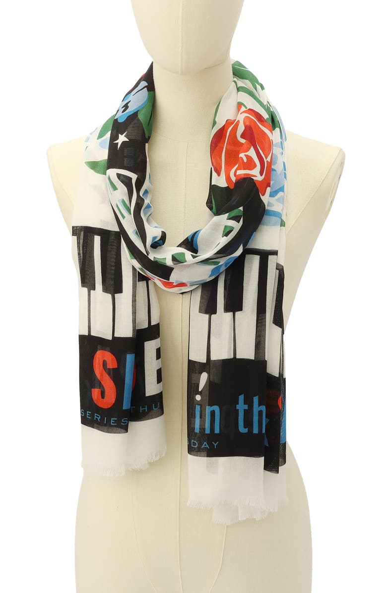Kate Spade New York central park jazz night oblong scarf, Alternate, color, White Multi