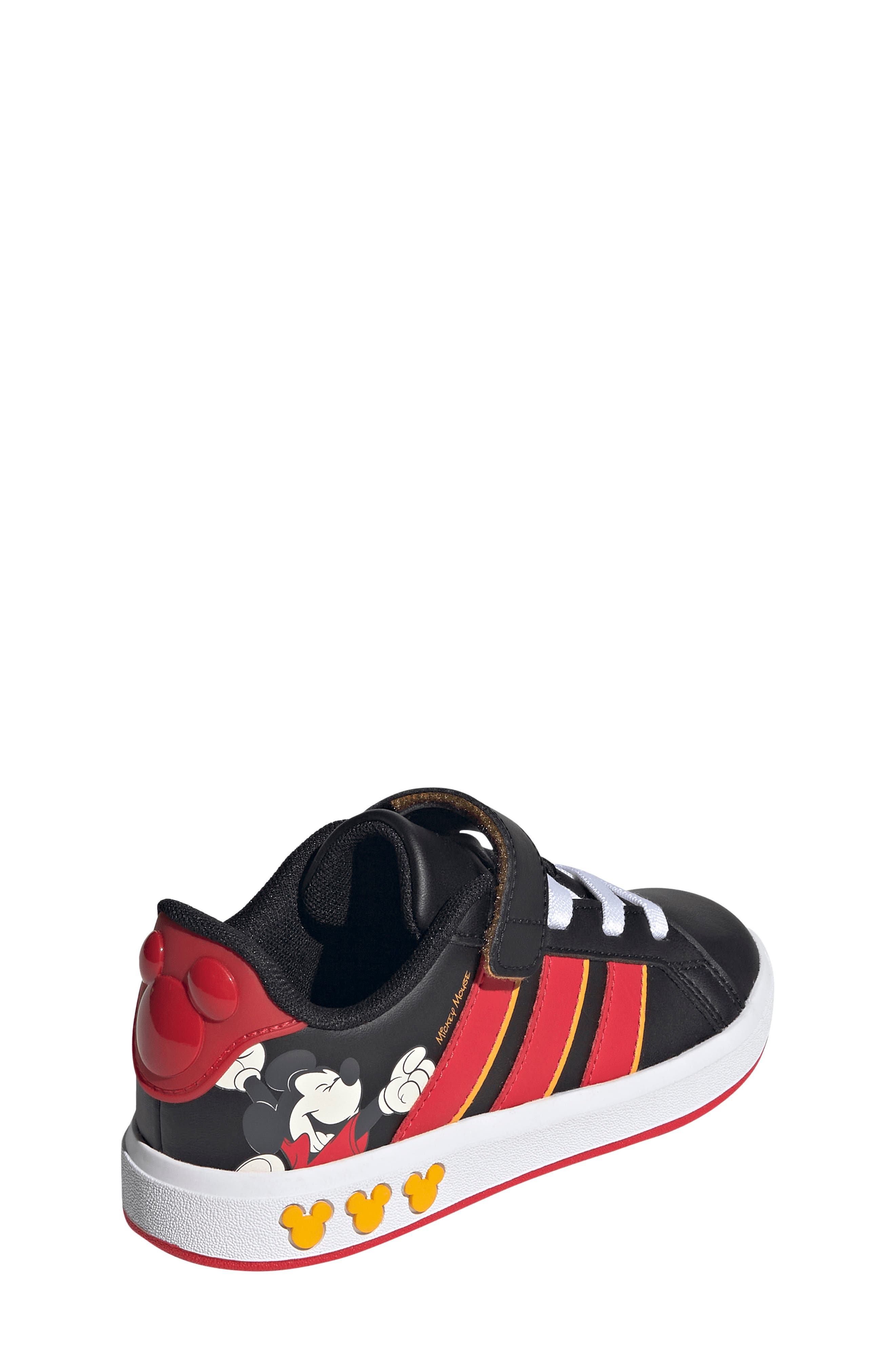 Kids' Grand Court Mickey Mouse Sneaker, Alternate, color, BLACK/ PURE RUBY/ YELLOW