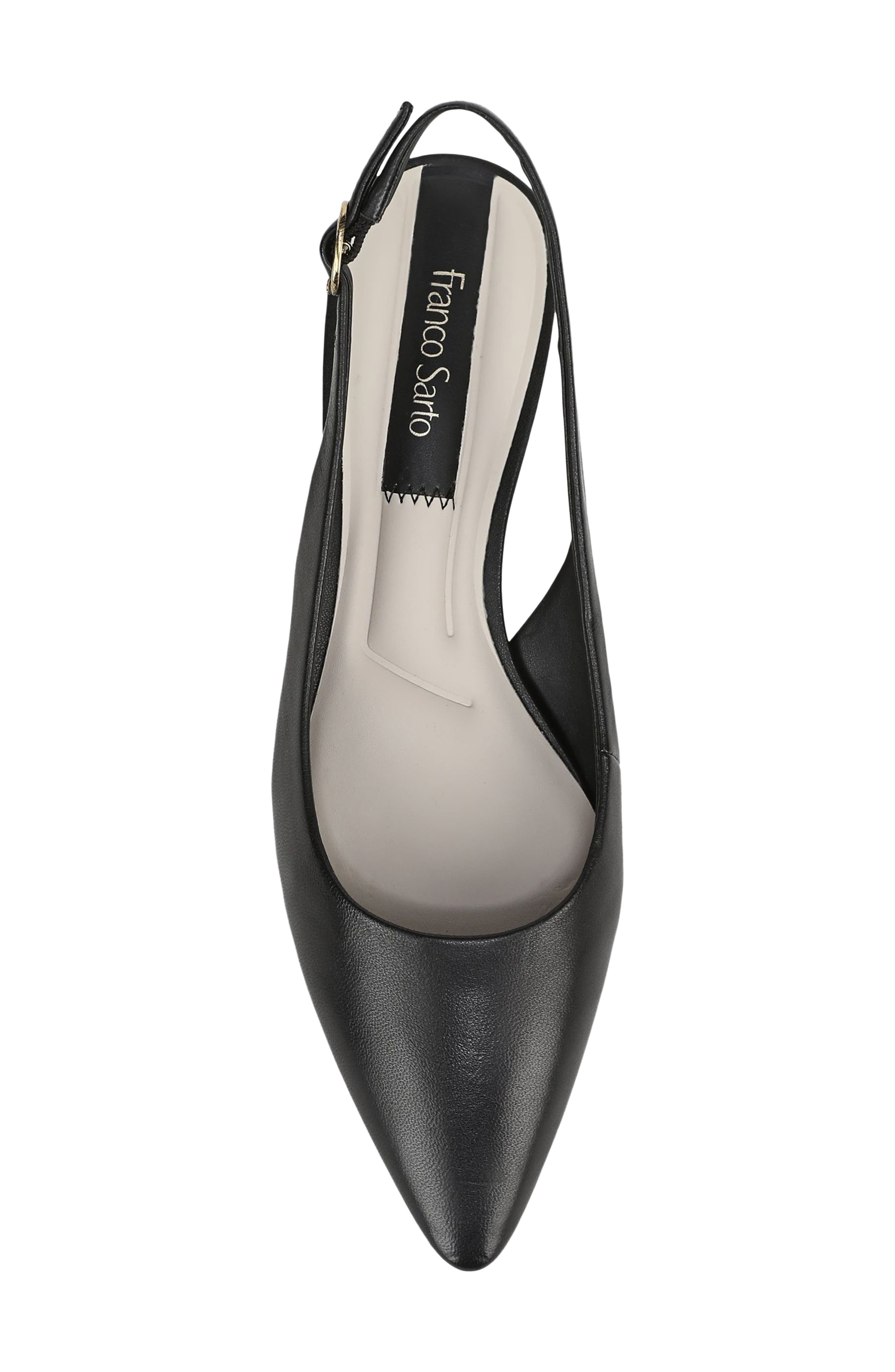 Franco Sarto Pura Slingback Pointed Toe Kitten Heel Pump, Alternate, color, Black