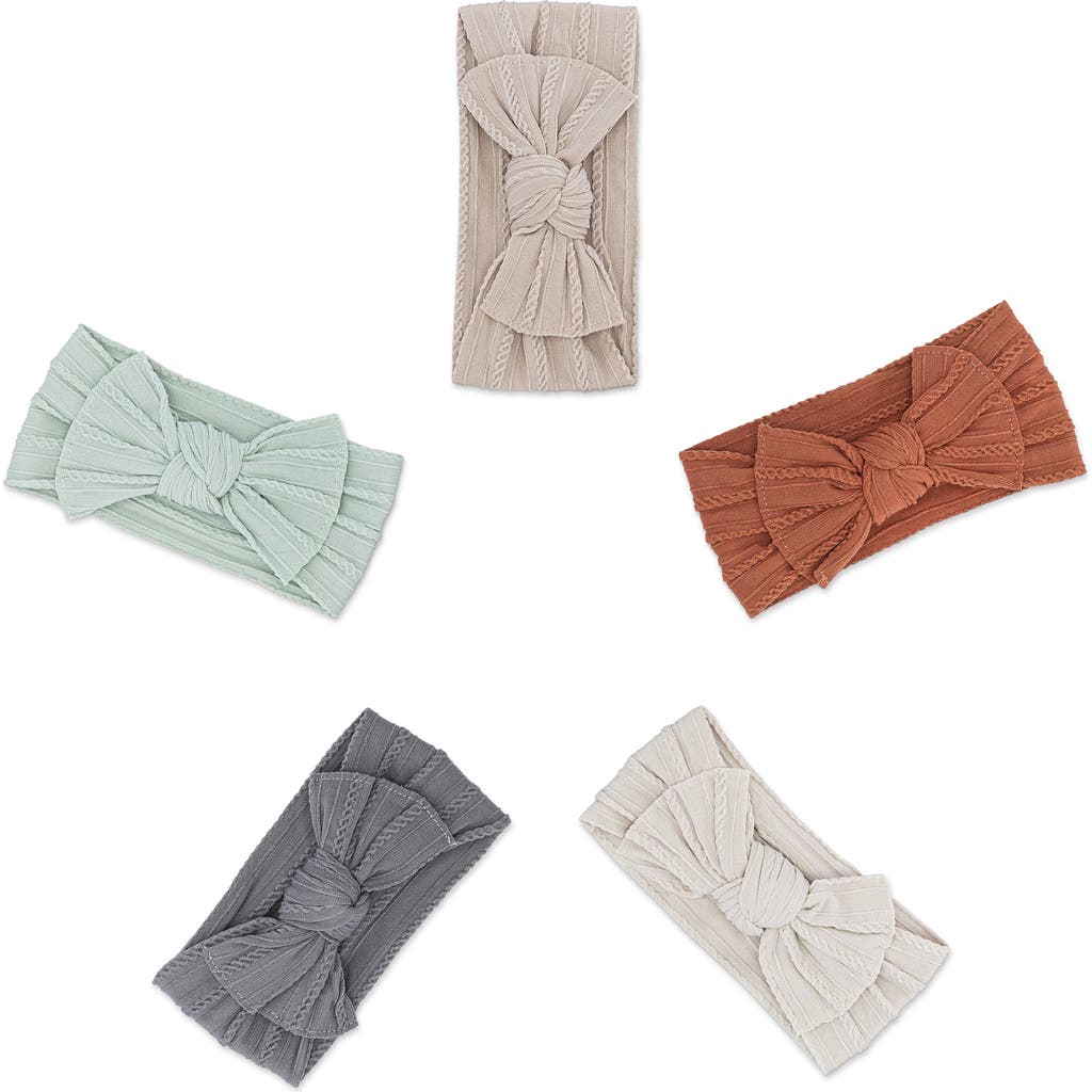 Parker Baby Co. Cable Knit Knotted Headbands In Pebble Set