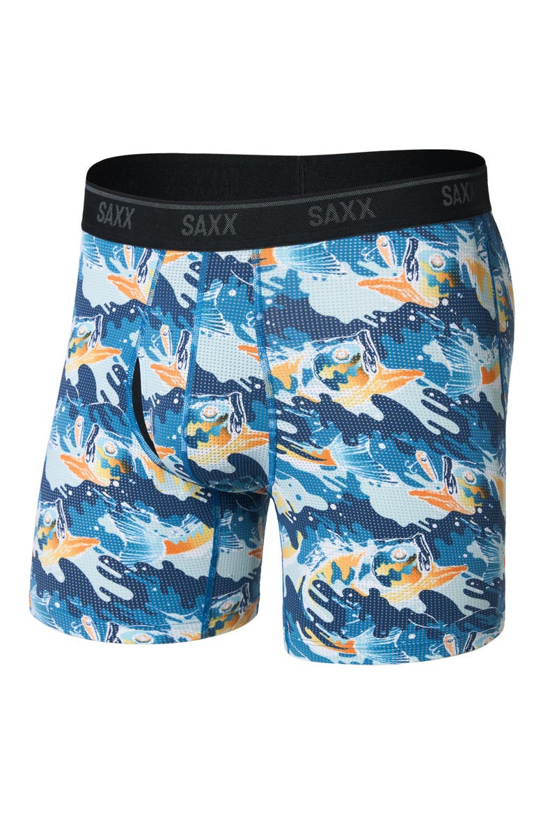 Quest Quick Dry Mesh Boxer Briefs, Alternate, color, BIG MOUTH BASS-BLUE