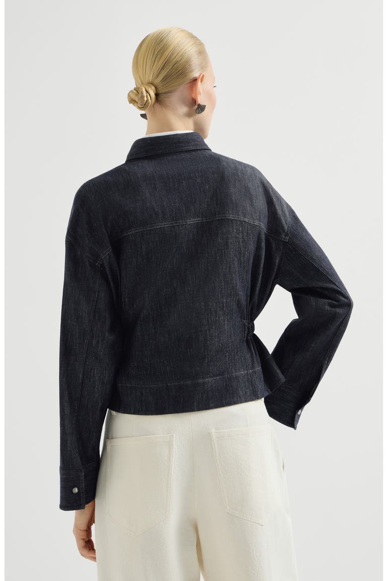 Denim-effect twill cropped shirt, Alternate, color, Dark Denim
