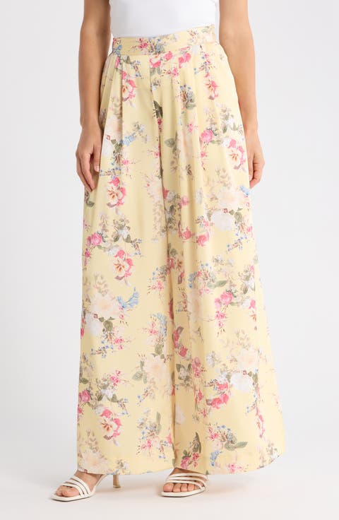 Pleated Front Wide Leg Pants
