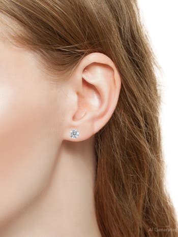 2 Ct TW Round Lab Grown Diamond Studs 14K Gold With Screw Backs