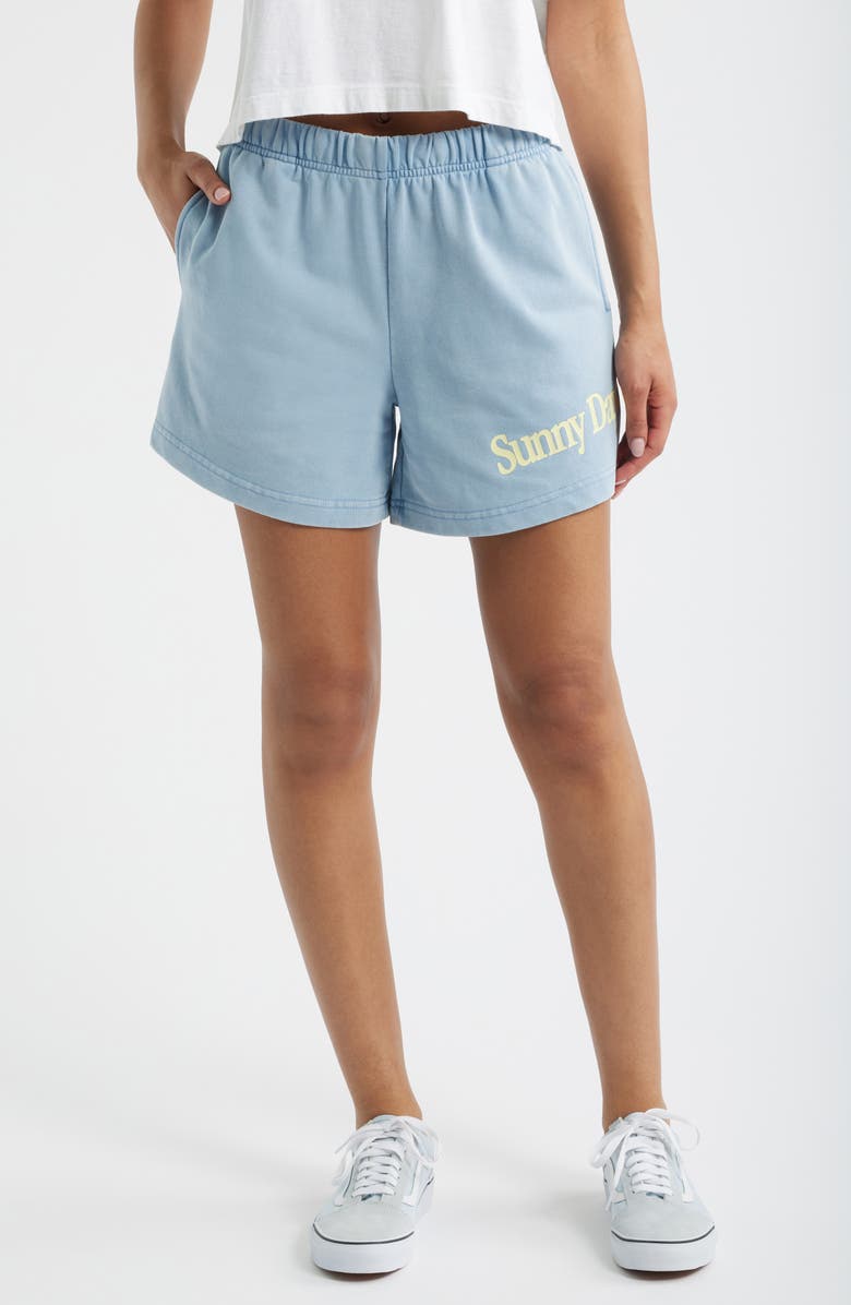 THE MAYFAIR GROUP Sunny Days Are Coming Sweat Shorts, Main, color, Vintage Blue