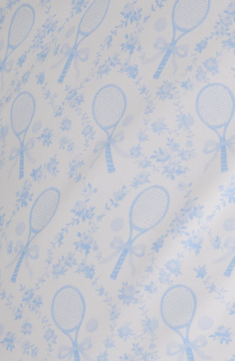LoveShackFancy Keelyn Mixed Print Tennis Dress with Built-In Shorts, Alternate, color, Blue Serve