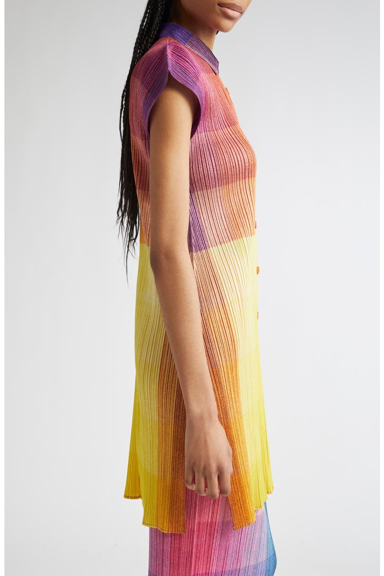 Pleats Please Issey Miyake Photon Print Pleated Shirtdress (Women