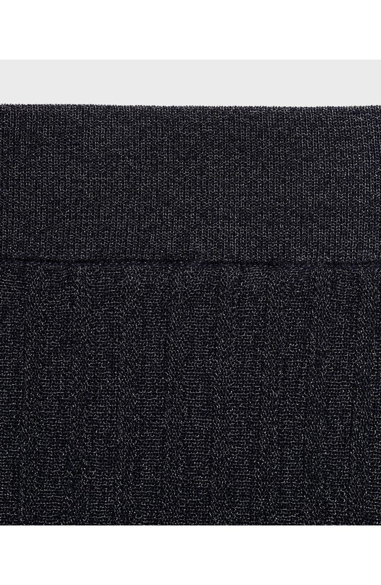 MANGO Metallic Knit Pleated Skirt, Alternate, color, Navy